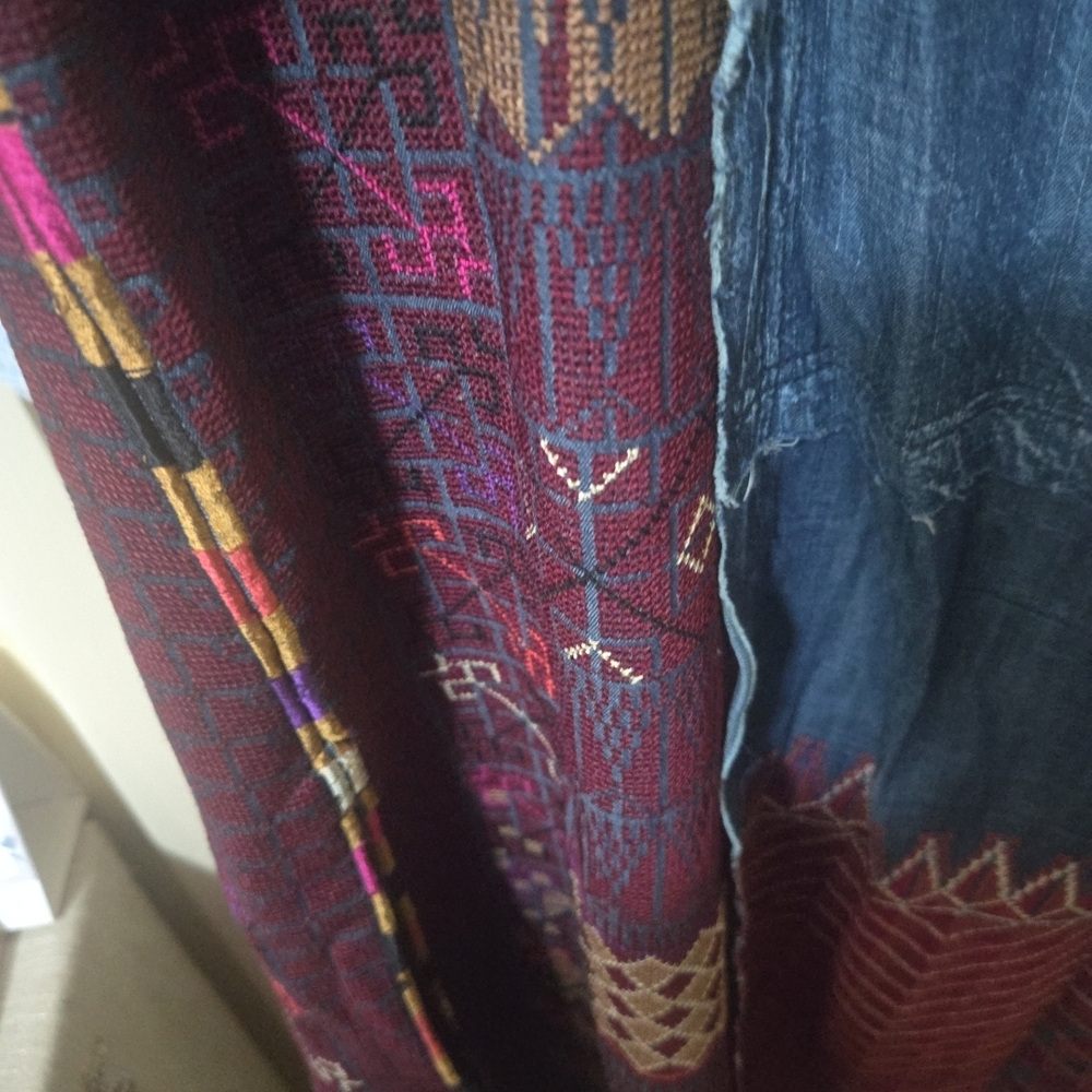 Boho Patchwork Maxi Jacket in Navy and Burgundy N… - image 8